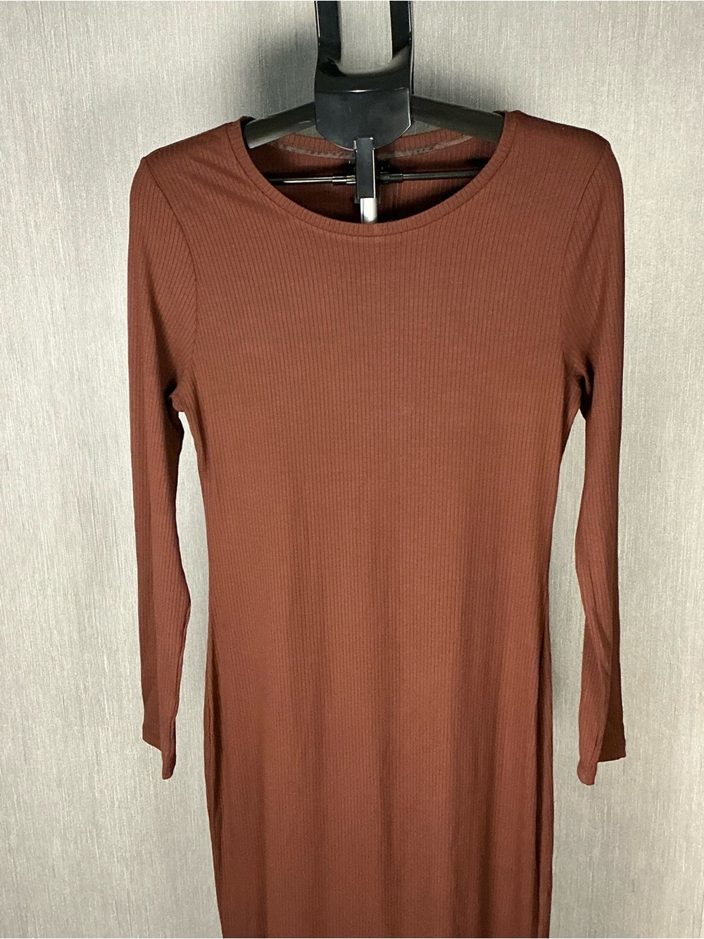 Desigual Long Sleeve Ribbed Maxi  Dress in Dark Brown - Picture 3 of 12
